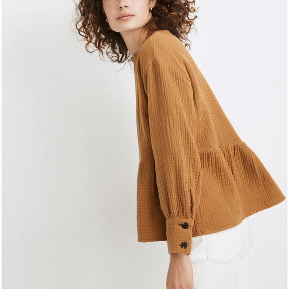 Madewell | Lightspun Button-Back Peplum Top | XXS - Picture 11 of 11